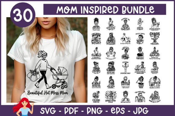 30 Mom Inspired SVG Bundle for Crafts and Graphics