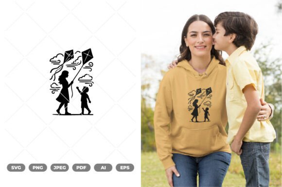 Mom and Child Silhouette SVG Clipart: A Versatile Graphic for Crafts and Creative Projects