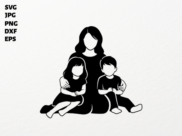 Mom Daughter Son SVG for Cricut: A Thoughtful Silhouette for Heartfelt Embroidery
