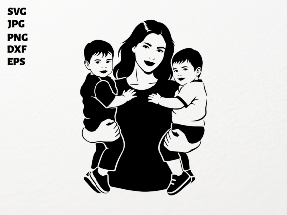 Mom with Twin Boys SVG for Crafts and Graphics: A Heartfelt Brand Design Asset