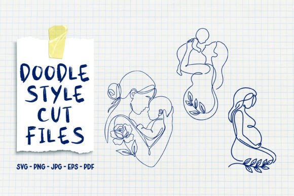 Motherhood Doodle Line Art: A Versatile Graphic Design Asset for Bloggers and Content Creators