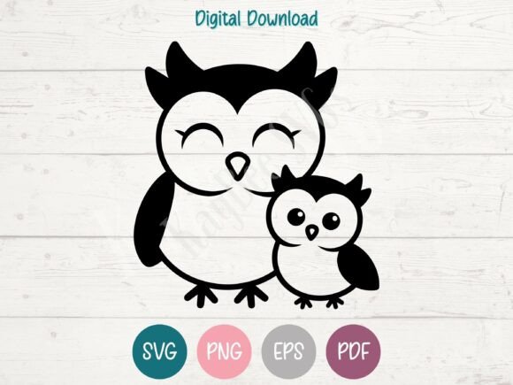 Owl Mom and Baby SVG PNG EPS PDF Design Review