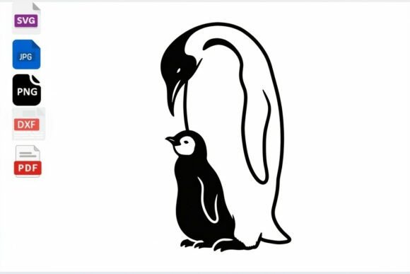 Penguin Mom and Baby SVG for Real Embroidery Projects